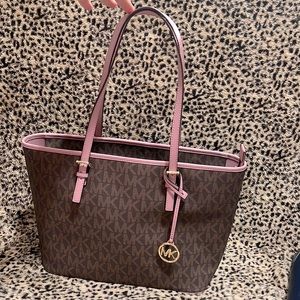 Michael Kors Tote brown and pink signature canvas